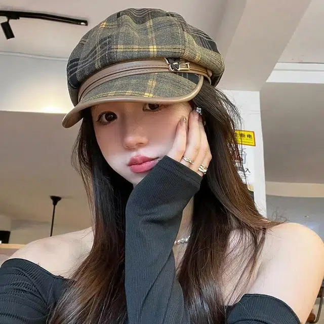 恩僾德 秋冬季小香风穿搭复古画家小众百搭显脸小云朵八角百搭 聚酯纤维 贝雷帽 男女同款情侣款