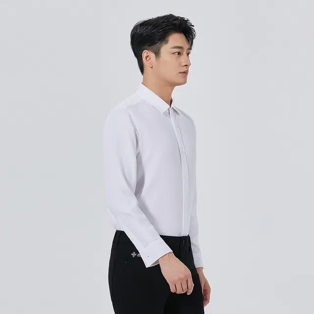 利郎 都市休闲纯色质感尖领舒适简约长袖衬衫 男款