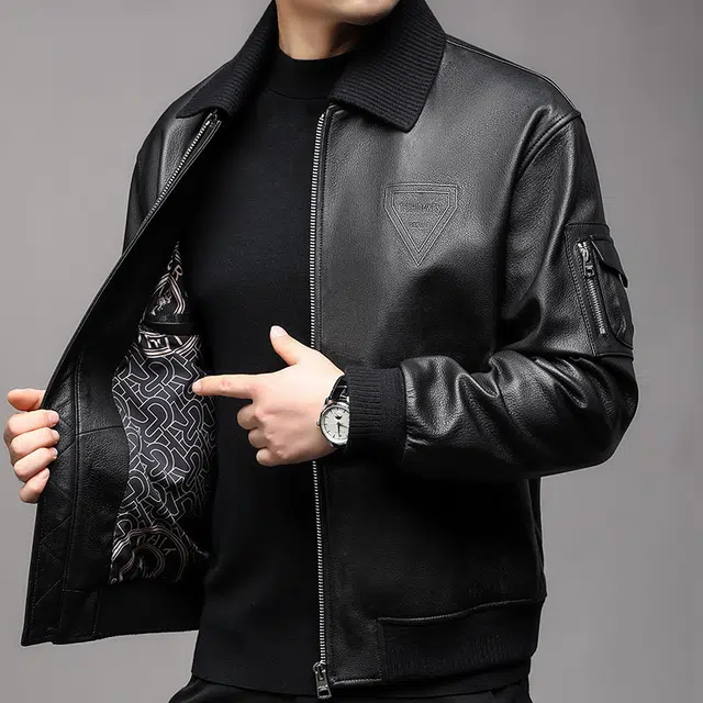 太子龍 品牌翻领落肩宽松机车外套时尚潮流休闲百搭高端品质皮衣 男款