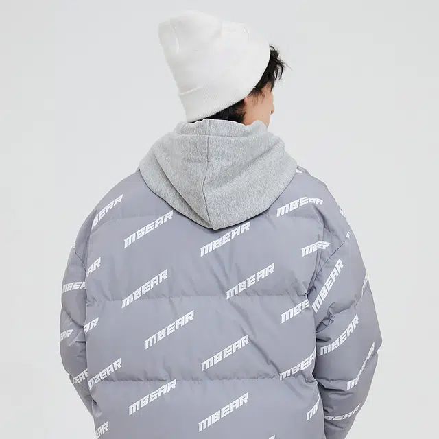 美特斯邦威 字母印花满印加厚立领保暖羽绒服 男款