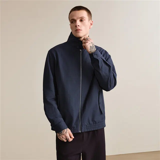 佐丹奴 纯色立领梭织哈灵顿外套夹克 男款