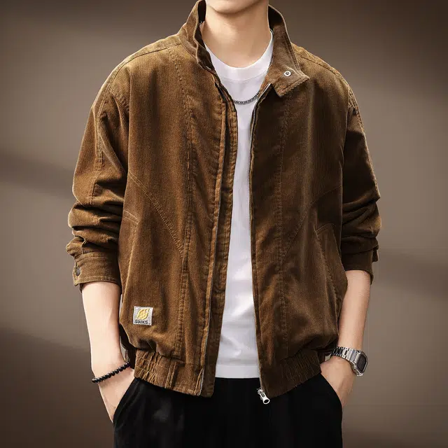 贵色 美式复古潮流百搭竖纹设计感立领工装长袖夹克外套 男女同款