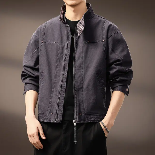 贵色  美式飞行员拼接短款立领棒球服 男女同款