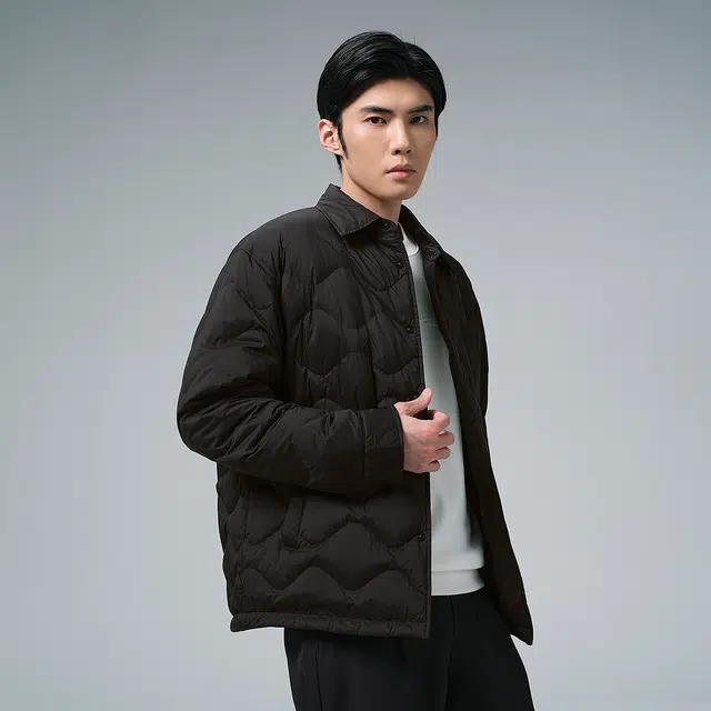 利郎 都市休闲葫芦衍线保暖外套商务通勤翻领冬季羽绒服 男款