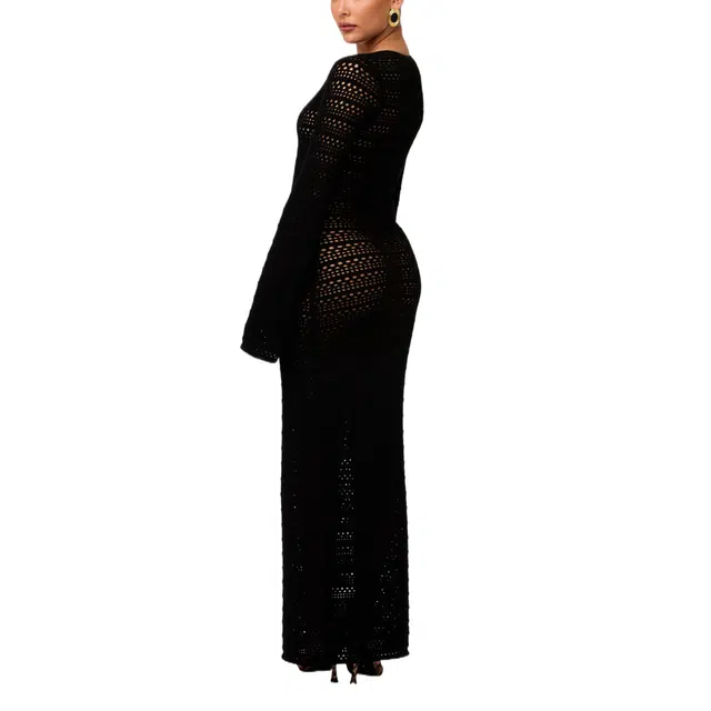 NAKED WARDROBE Crochet Keyhole Maxi Dress knits