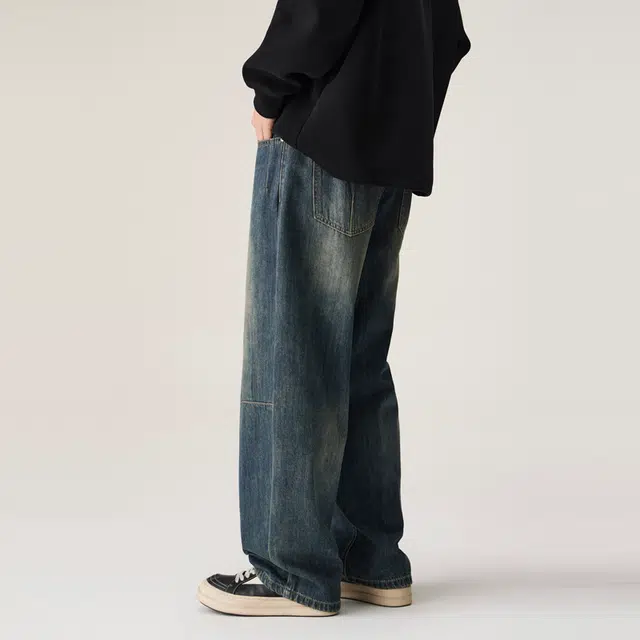 海尔斯 复古简约百搭时尚宽松直筒潮流牛仔裤 男款