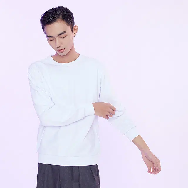 美特斯邦威 纯色圆领宽松百搭长袖针织卫衣 男女同款