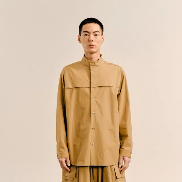 速写 宽松立领休闲长袖衬衫 男款