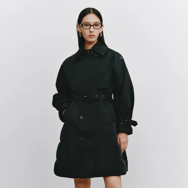 艾莱依 纯色翻领加厚宽松长款羽绒服 女