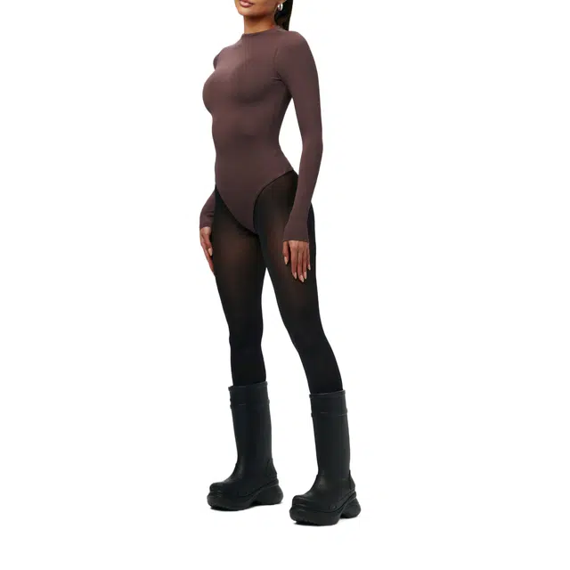 NAKED WARDROBE Sculpt Mock Neck Bodysuit NW