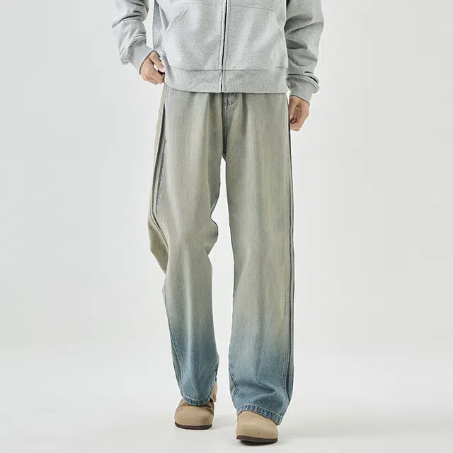 海尔斯 直筒美式渐变潮流牛仔裤 男款