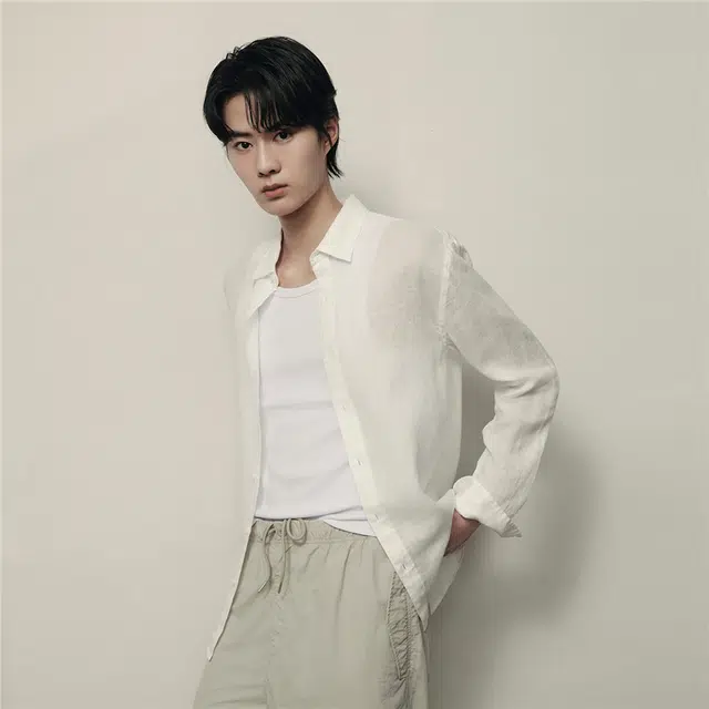 佐丹奴 韩国款天然亚麻梭织休闲长袖衬衫 男款