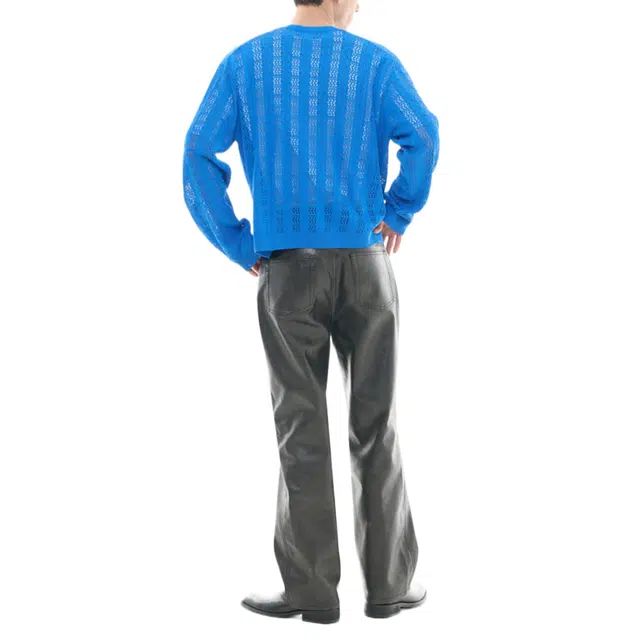 BESLOW CROCHET CREW NECK SHORT CARDIGAN
