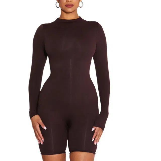 NAKED WARDROBE Mock Neck Sculpt Romper NW