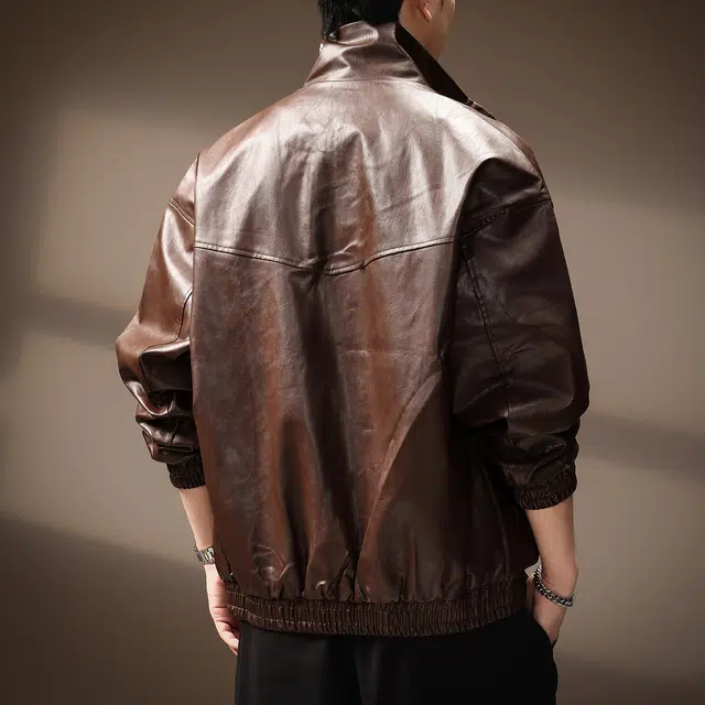 贵色 美式潮牌高街立领复古痞帅百搭皮衣 男女同款