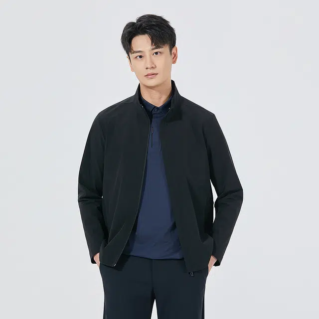 利郎 商务休闲纯色立领含桑蚕丝质感行政简约百搭夹克外套 男款