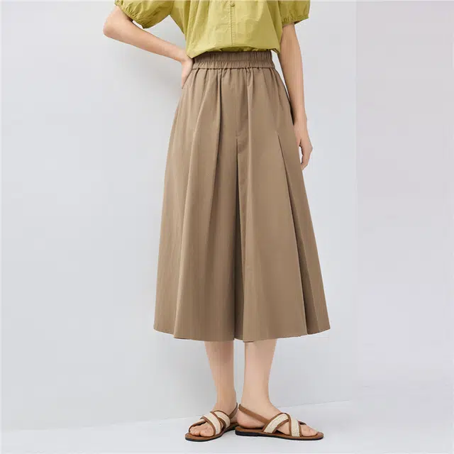 佐丹奴 纯棉收褶松紧腰梭织薄款休闲长裙 女款