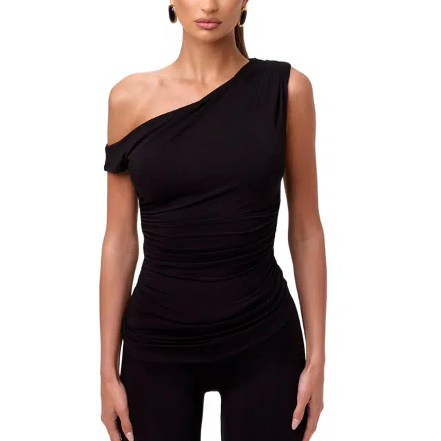 NAKED WARDROBE Off-Shoulder Asymmetrical Top Smooth