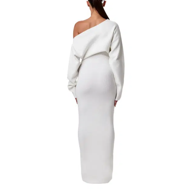 NAKED WARDROBE Off-Shoulder Sweater Maxi Dress Knits