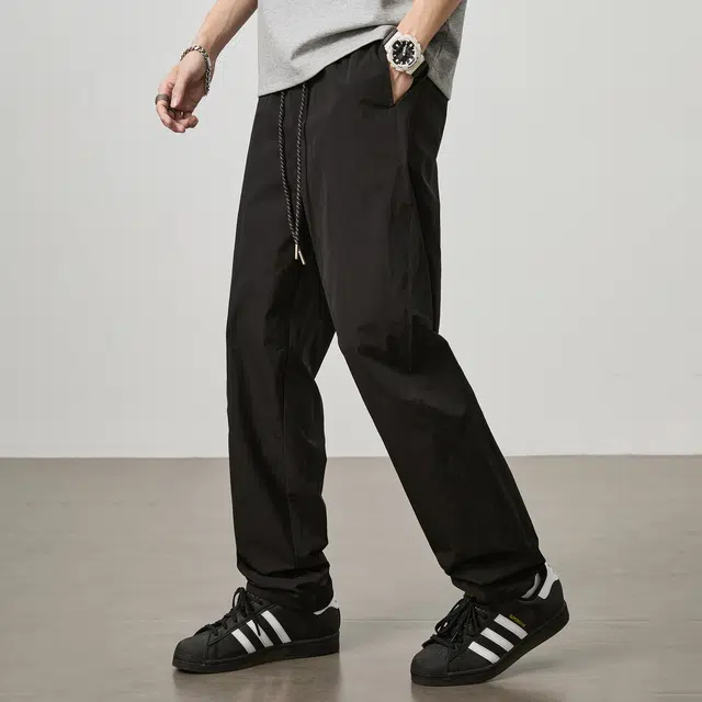 童先森 美式潮流宽松垂感阔腿痞帅直筒弯刀休闲裤 男款