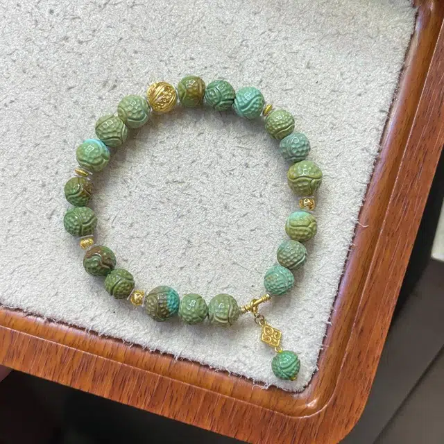 灵运宝 【师傅已加能量】转运招财湖北原矿高瓷菜籽黄 一物一图无油无水 绿松石 名贵玉石手链 男女同款情侣款