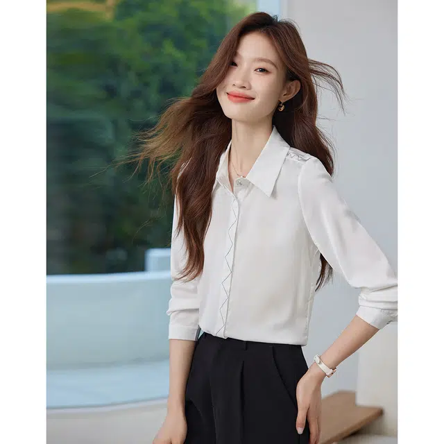 爱依莲 时尚舒适百搭短袖衬衫 女款 白色