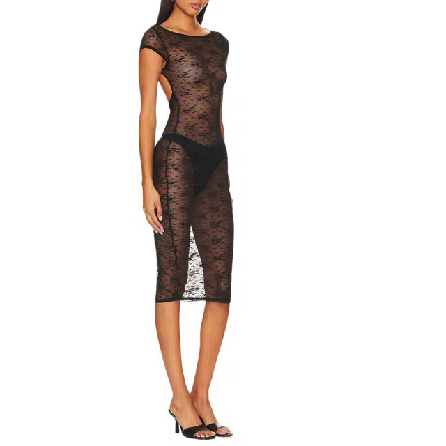 SUPERDOWN Laila Sheer Midi Dress