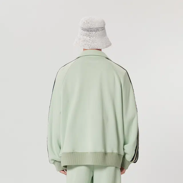 速写 侧边条纹翻领短款开襟卫衣 男女同款