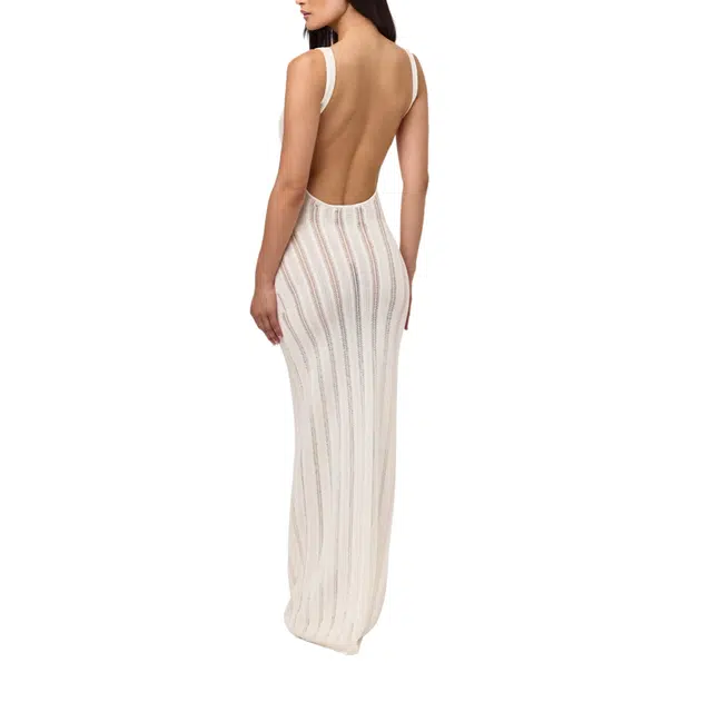 NAKED WARDROBE KNIT OPEN BACK MAXI DRESS