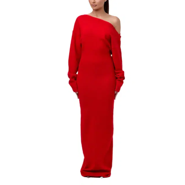 NAKED WARDROBE Off-Shoulder Sweater Maxi Dress Knits