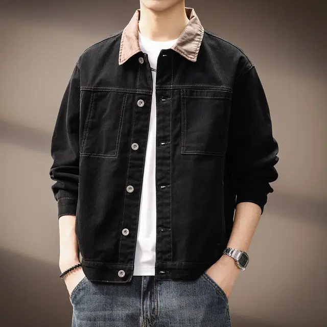 贵色 百搭硬汉风高端美式拼色巴恩风牛仔外套 男女同款