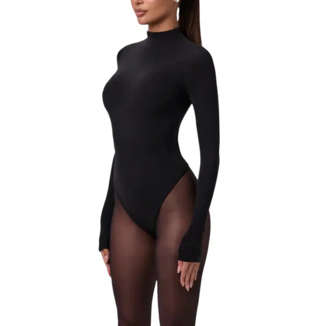 NAKED WARDROBE Mock Neck Bodysuit Naked
