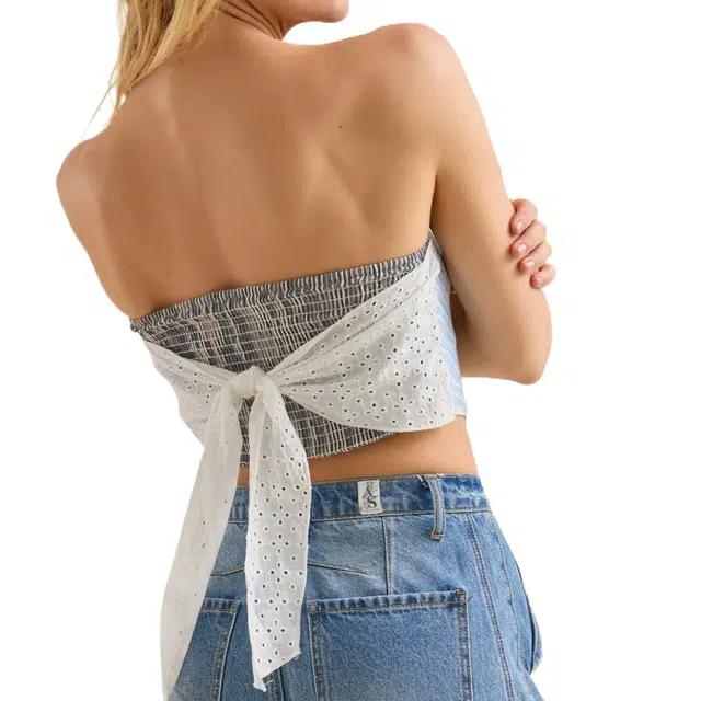 ALTAR'D STATE Jasmine Eyelet Stripe Tube Top