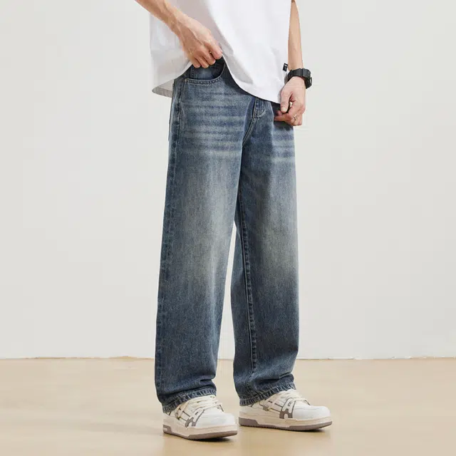 金盾 潮流阔腿宽松长裤时尚牛仔裤 男款