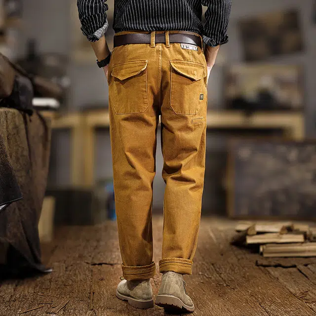 遨宇 美式经典复古痞帅潮牌工装裤宽松直筒长裤潮流户外百搭牛仔裤 男款