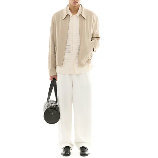 BESLOW WIDE FIT TWO TUCK LINEN DENIM PANTS