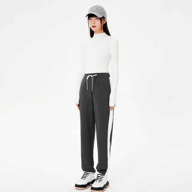 美特斯邦威 高腰宽松系带针织运动裤 女款