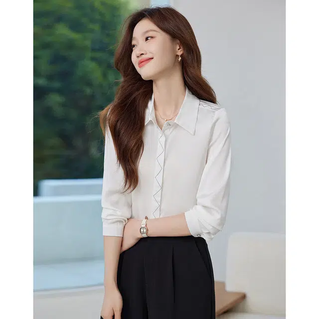 爱依莲 时尚舒适百搭短袖衬衫 女款 白色