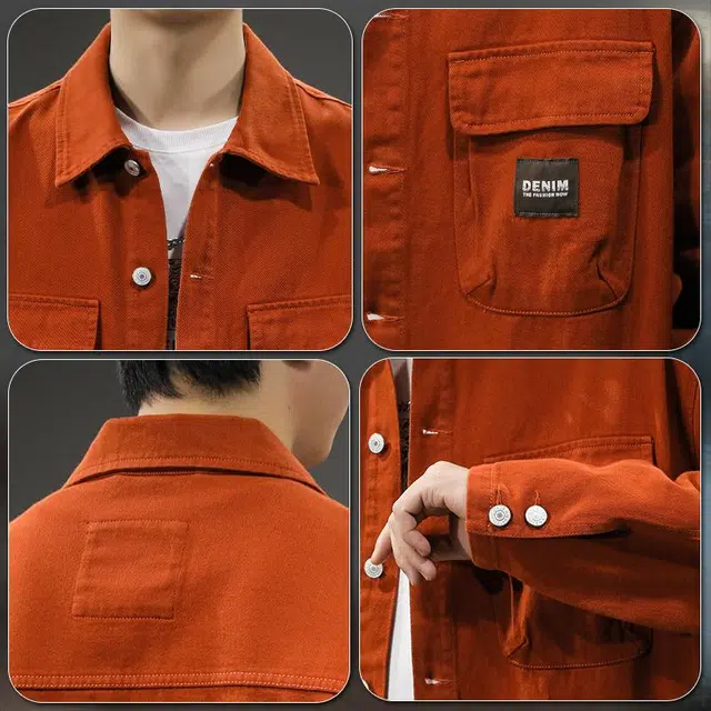 前进牛 美式重磅休闲翻领工装夹克猎装休闲衬衫多口袋硬汉风纯棉伐木夹克多巴胺城市机能潮流未来主义痞帅休闲长袖上衣牛仔外套 男款