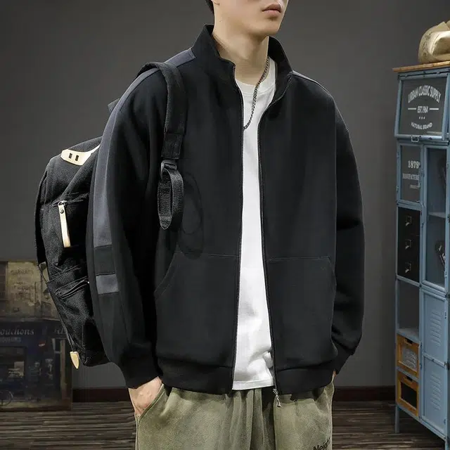 前进牛 美式经典复古潮流潮牌立领休闲户外百搭宽松运动卫衣 男款