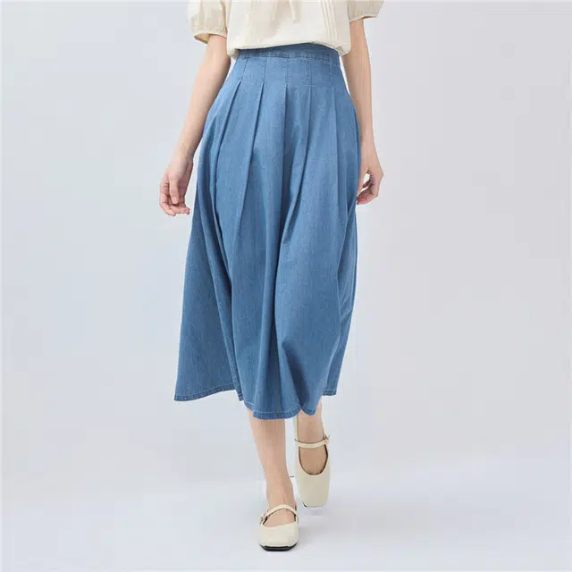 佐丹奴 简约纯色合身舒适牛仔长裙 女款