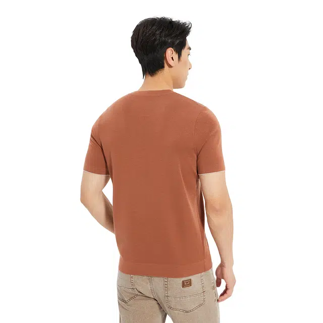 利郎 都市休闲圆领修身短袖打底衫毛衣 男款