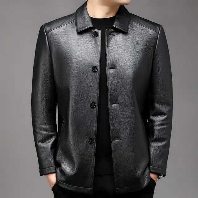 太子龍 品牌纯色时尚休闲百搭商务潮流皮衣 男款