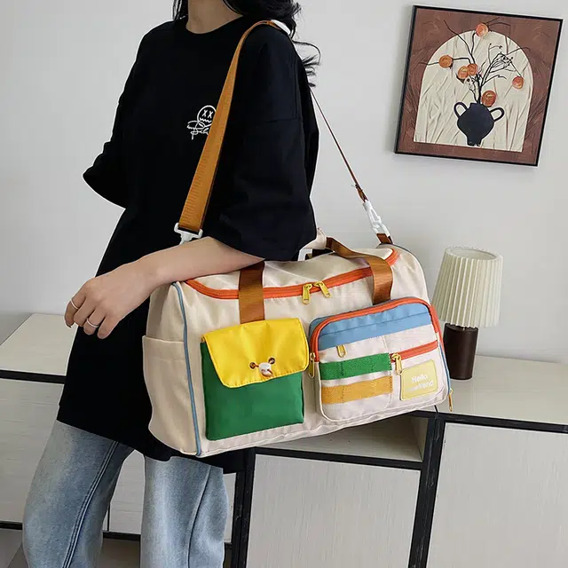 艾情草之恋撞色斜挎化妆/洗漱包 大容量旅行手提行李包 清新甜美