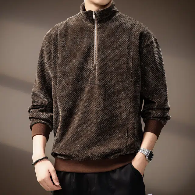 贵色 百搭重磅立领高街潮牌简约宽松长袖卫衣 男女同款