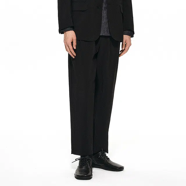 速写 直筒宽松纯色九分西裤休闲裤 男款