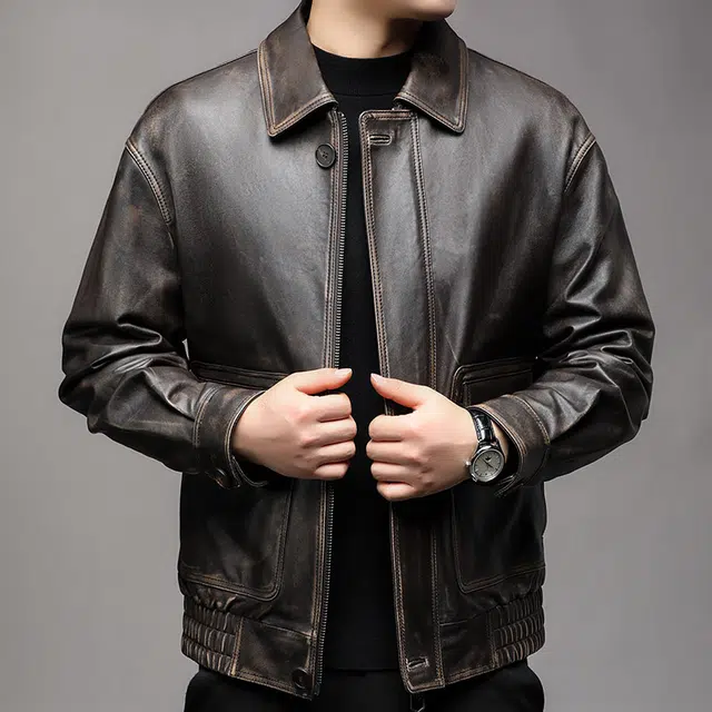 太子龍 品牌外套春秋潮流美式复古时尚宽松高端品质皮衣 男款