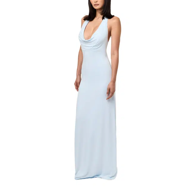 NAKED WARDROBE Smooth Halter Cowl Maxi Dress
