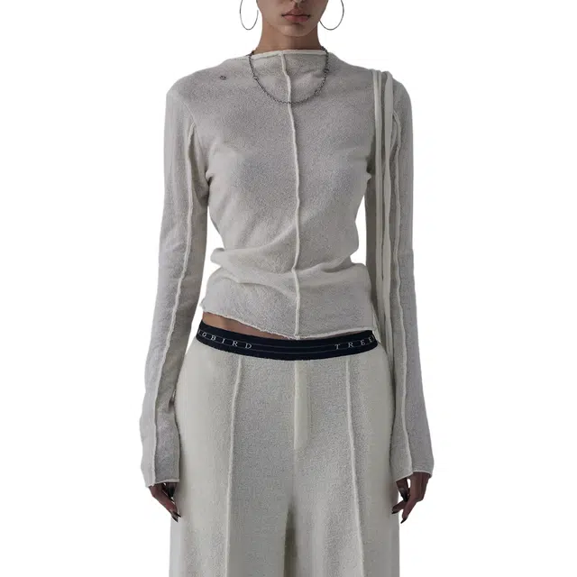 TREEMINGBIRD Alpaca String Pin Tuck Knit