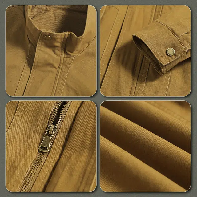 遨宇 阿美咔叽美式复古百搭猎装痞帅工装极简风宽松纯棉立领休闲户外潮长袖夹克外套 男女同款